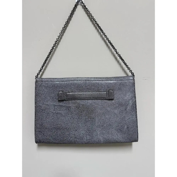 BCBGMAXAZARIA Runway Silver Clutch with Silver Chain Strap Handbag - Picture 2 of 7